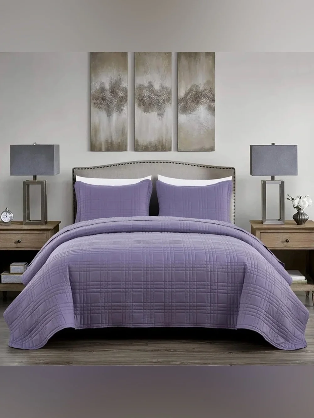 Lavender Quilted king 3 piece Bedspread Set